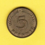 GERMANY  5 PFENNIG 1950 "F" (KM # 107) #5335 - 5 Pfennig