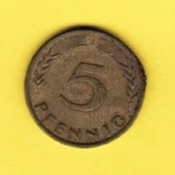 GERMANY  5 PFENNIG 1950 "J" (KM # 107) #5336 - 5 Pfennig