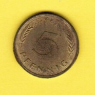 GERMANY  5 PFENNIG 1979 "F" (KM # 107) #5337 - 5 Pfennig