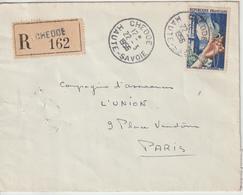 Lettre Recommandée 1956 De Chedde Savoie Pour Paris - 1921-1960: Modern Period