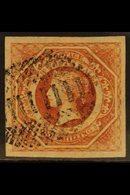 NEW SOUTH WALES 1854-59 1s Brownish Red, SG 101, Very Fine Used With Neat Barred Cancel, Four Large Margins, Tiny Scisso - Andere & Zonder Classificatie