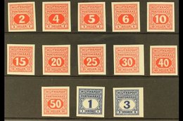 BOSNIA AND HERZEGOVINA POSTAGE DUES 1916-18 Complete IMPERF Set, Michel 14/26 U, Superb Mint, Very Fresh. (13 Stamps) Fo - Autres & Non Classés