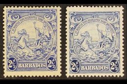 1938-44 2½d Ultramarine And 2½d Blue Badge Of The Colony, Each Showing Mark On Central Ornament, SG 251a, 251bb, Very Fi - Barbades (...-1966)