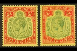 1918-22 5s, The Two Shades, SG 53/53d, Fine Mint. (2) For More Images, Please Visit Http://www.sandafayre.com/itemdetail - Bermudes