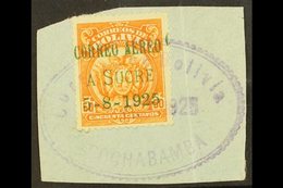 1925 FIRST FLIGHT SPECIAL OVERPRINTED STAMP. 50c Orange Air With "Correo Aereo A Sucre" Overprint (Michel 148, Sanabria  - Bolivie