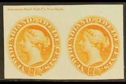 1865 12c Chestnut, As SG 28, Die Proof In Orange On Card, With ABN Imprint, Uni 28TC, Horizontal Pair, Very Fine And Fre - Altri & Non Classificati