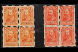 1897-98 BLOCKS OF 4 King Edward VII 2c Orange, SG 86, Fine Nhm Block Of Four, 2c Scarlet, SG 87, Fine Mint Block Of Four - Other & Unclassified