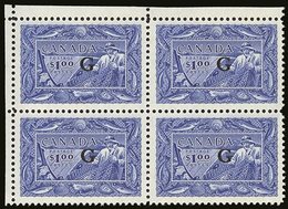 OFFICIAL 1950-51 $1 Ultramarine "G" Overprint, SG O192, Very Fine Never Hinged Mint Corner BLOCK Of 4, Very Fresh. (4 St - Otros & Sin Clasificación