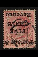1885 5c On 4c Rose Wmk Crown CA, Perf 14, Variety "surcharge Inverted", Fine Used. For More Images, Please Visit Http:// - Ceylon (...-1947)