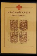 PLESKAU (PSKOV) 1942 Red Cross Miniature Sheet With The Cross Printed In Red On "LIGAT" Watermarked Woody Paper, Michel  - Andere & Zonder Classificatie