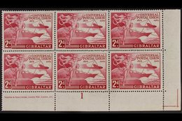 1949 UPU VARIETY - NEW DISCOVERY. 2d Carmine Universal Postal Union, SG 136, Superb Mint Lower Left Corner Plate 1 And I - Gibraltar