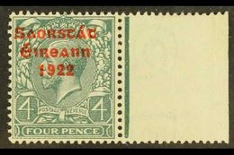 1922-23 Free State Overprinted 4d Grey-green (SG 58) With Frame Breaks Below "FOUR", Hibernian T53b, Very Fine Mint Righ - Autres & Non Classés