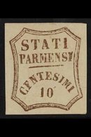 PARMA - PROVISIONAL GOVERNMENT 1859 10c Brown, Variety "CFNTESMI" For "CENTESIMI," Sassone 14e (SG 29),mint No Gum, Good - Ohne Zuordnung