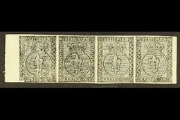PARMA 1852 10c Black On White, Sass 2, Superb Marginal Mint Strip Of 4, First Stamp Showing Defective Cliche At Foot. Fo - Zonder Classificatie