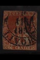 TUSCANY 1851 60cr Deep Scarlet On Grey Paper, Sass 9, Superb Looking Used Example Of This Major Rarity With Great Colour - Non Classificati
