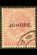 JOHORE 1884-86 2c Pale Rose "JOHORE." Overprint, SG 6, Fine Used, Fresh. For More Images, Please Visit Http://www.sandaf - Andere & Zonder Classificatie