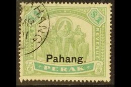 PAHANG 1898 (Perak Overprinted) $1 Green And Pale Green, SG 23, Cds Used, Slight Crease And A Short Perf Bottom Right. C - Otros & Sin Clasificación