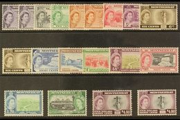 1953-62 Pictorial Definitive Set Plus All Four Type II Additional Printings, SG 136a/49a, Never Hinged Mint (19 Stamps)  - Montserrat