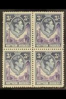 1938-52 3s Violet & Blue, SG 42, Very Fine Mint (two Stamps Are Never Hinged) BLOCK Of 4, Fresh. (4 Stamps) For More Ima - Rodesia Del Norte (...-1963)