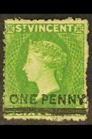 1881 1d On 6d Bright Green Surcharge, SG 34, Mint Small Part Gum, Fresh, Cat £475. For More Images, Please Visit Http:// - St.Vincent (...-1979)