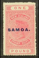 1918 £1 Rose-carmine, Perf 14½x14, SG 132, Fine Lightly Hinged Mint. For More Images, Please Visit Http://www.sandafayre - Samoa (Staat)