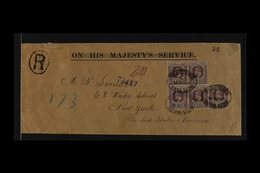 1905 OHMS COVER (Sept) Registered Cover To New York With OHM Obliterated By The Horizontal Bars, Bearing 1½d Chalky Pape - Sierra Leone (...-1960)