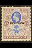 1921-27 £2 Blue And Dull Purple Opt'd "SPECIMEN", SG 147s, Never Hinged Mint. Very Scarce In This Condition. For More Im - Sierra Leone (...-1960)