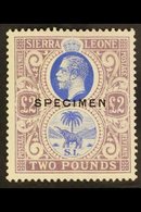 1921-27 £2 Blue And Dull Purple Opt'd "SPECIMEN", SG 147s, Never Hinged Mint. Very Scarce In This Condition. For More Im - Sierra Leona (...-1960)