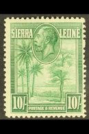 1932 10s Green "Palms And Cola Tree", SG 166, Fine Mint. For More Images, Please Visit Http://www.sandafayre.com/itemdet - Sierra Leone (...-1960)