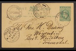 NATAL FOUR C.D.S. POSTMARKS - 1907 KEVII ½d Postal Stationery Postcard Addressed To Transvaal, Posted Zunckel And Then ( - Sin Clasificación