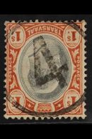 TRANSVAAL NEW DISCOVERY 1904-09 1s Black & Red-brown With INVERTED WATERMARK Variety, SG 267 Var, Fine Used With "4" In  - Zonder Classificatie