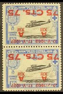1927 75c On 10c Air Vertical PAIR WITH SURCHARGES INVERTED, ONE DAMAGED TO "17 - V", Never Hinged Mint. For More Images, - Autres & Non Classés