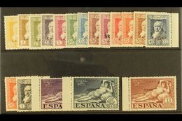 1930 Goya Centenary Complete Postage And Express Set Overprinted "C.U.P.P.", Edifil 499H/516H, Never Hinged Mint Margina - Otros & Sin Clasificación