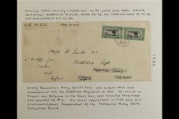 1935 2½pi On 5m Black & Green PAIR With Second Stamp MISSING Second Arabic Letter From Left, SG 70a, Used On Cover & Nea - Soedan (...-1951)