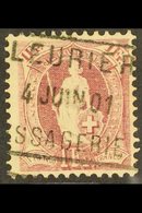 1882-1903 1f Claret Standing Helvetia Perf 11½x12 (SG 160, Michel 63 Y Db, Zumstein 71E), Fine Used With Fully Dated Box - Autres & Non Classés