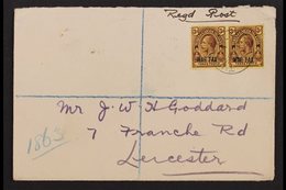 1917 (20 Sept) Pair Of Matching Envs Registered To England Bearing "War Tax" 3d Purple / Yell-buffs Pair (SG 141) And 1d - Turcas Y Caicos