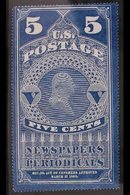 NEWSPAPER STAMP 5c Dark Blue, Coloured Border, Scott PR1, Unused Without Gum As Issued, Expertised By "Champion" & One O - Otros & Sin Clasificación