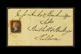 1840 1d Intense- Black 'FK' Plate 1b (SG 1) With 4 Large Neat Margins Tied By Bright Red MC Cancellation To An 1840 (19  - Zonder Classificatie