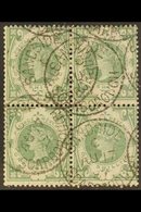 1887-92 1s Dull Green, BLOCK OF FOUR, SG 211, Used With Multiple, Legible "Scarborough" C.d.s. Postmarks, Trace Of Light - Autres & Non Classés