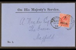 1903 (16 Sep) Official Printed OHMS No. 1. Envelope Addressed To Mayfield, Bearing 1902-04 1d "I.R. Official" Overprint  - Sin Clasificación