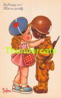 CPA ILLUSTRATEUR LECLERC ENFANT FILLE GARCON SOLDAT MILITAIR ARTIST SIGNED CHILD BOY GIRL SOLDIER LOVE AMOUR - Leclerc