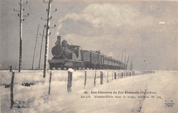 78-MANTES-PARIS- LES CHEMINS DE FER FRANCAIS- OUEST ETAT- DANS LA NEIGE , MACHINE N°939 - Mantes La Ville