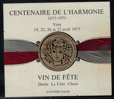 Etiquette De Vin // Dorin La Côte, 100 Ans De L'Harmonie De Yens - Música