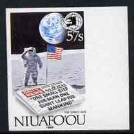 Niuafo'ou 1989, EXPO '89 Stamp Exhibition (Man On Moon & Newspaper), Imperforated Marginal Proof - Oceania