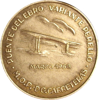 ESPAÑA. MEDALLA INAUGURACIÓN VARIANTE DE PERELLO Y PUENTE SOBRE EL EBRO. 1.968. PLATA. ESPAGNE. SPAIN MEDAL - Professionnels/De Société