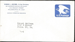 J) 1984 UNITES STATES, EAGLE POSTAL STATIONARY, AIRMAIL, CIRCULATED COVER, INTERIOR MAIL WITHIN TO PHILADELPHIA - Autres & Non Classés