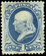 US #156 MINT No Gum  1c Franklin Of 1873 Without Grill ... With Secret Mark - Neufs