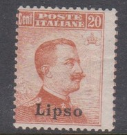 Italian Colony Aegean Lipso S 9 1917 Vittorio Emanuele 20c Orange Without Watermark,mint Hinged - Egeo (Lipso)