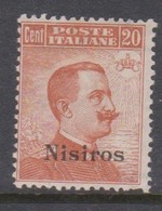 Italian Colony Aegean Nisiros S 11 1921 Vittorio Emanuele 20c Orange  Watermark,mint Hinged, - Egée (Nisiro)