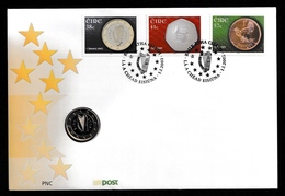 IRELAND 2002 New Coinage & EUR1.00 Coin: Philatelic/Numismatic Cover CANCELLED - Brieven En Documenten